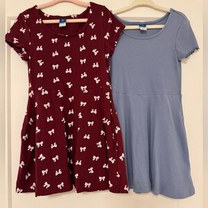 Old Navy Kids Dresses in Burgundy with Bows and Light Blue